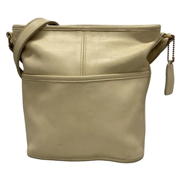 Auth COACH - 5870 Beige Leather Shoulder Bag - Picture 1 of 11